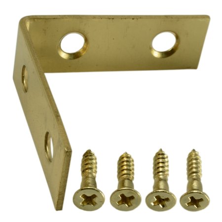 MIDWEST FASTENER 1/2" x 1-1/2" Solid Brass Corner Brace 5PK 37201